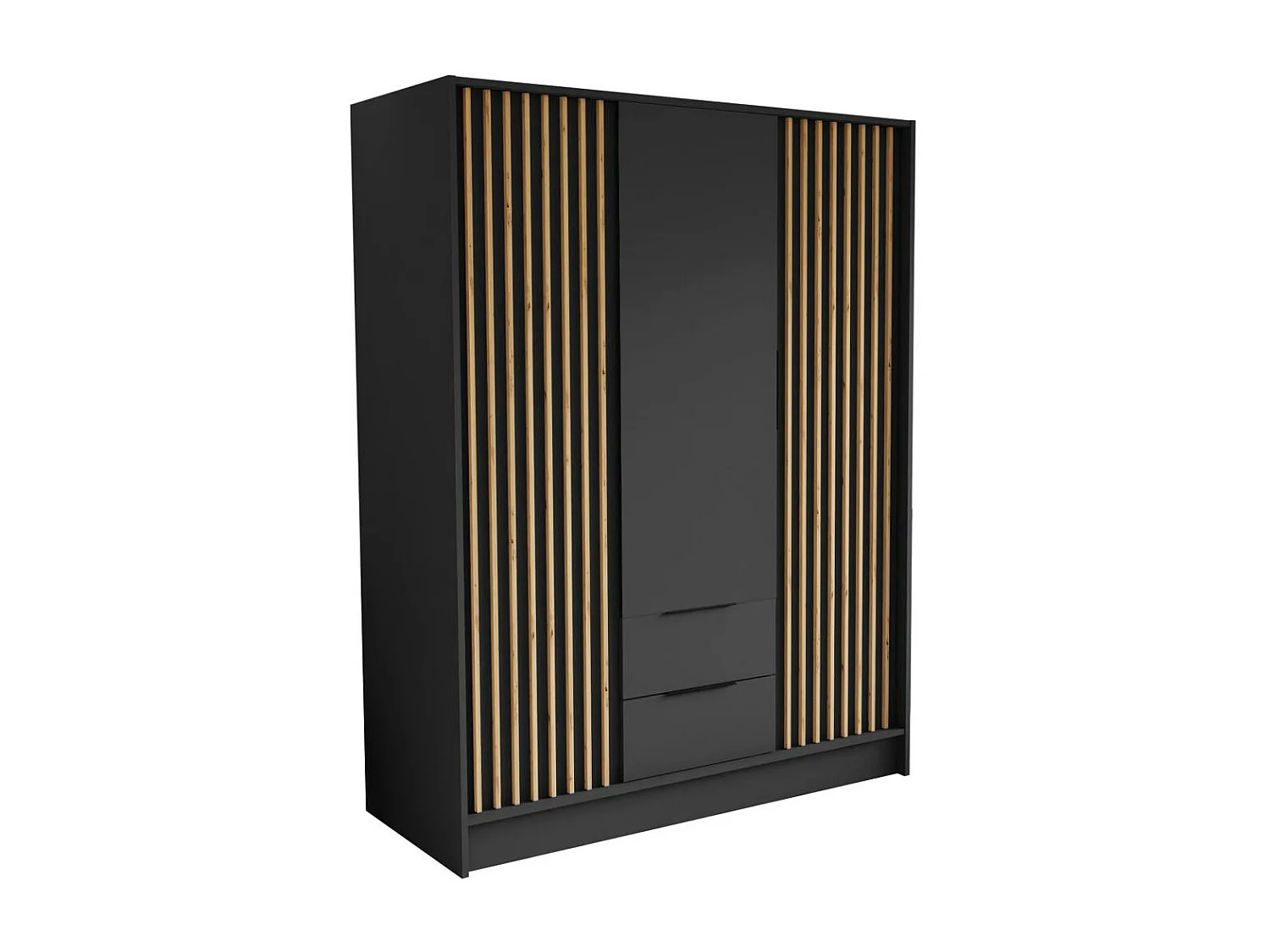 ARMOIRE À PORTES TIRÉES Nero 150/51/200 cm avec lamelles graphite