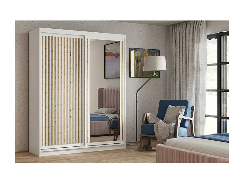 Hangkast Donatello 100/205/60 2-deurs wit met spiegel