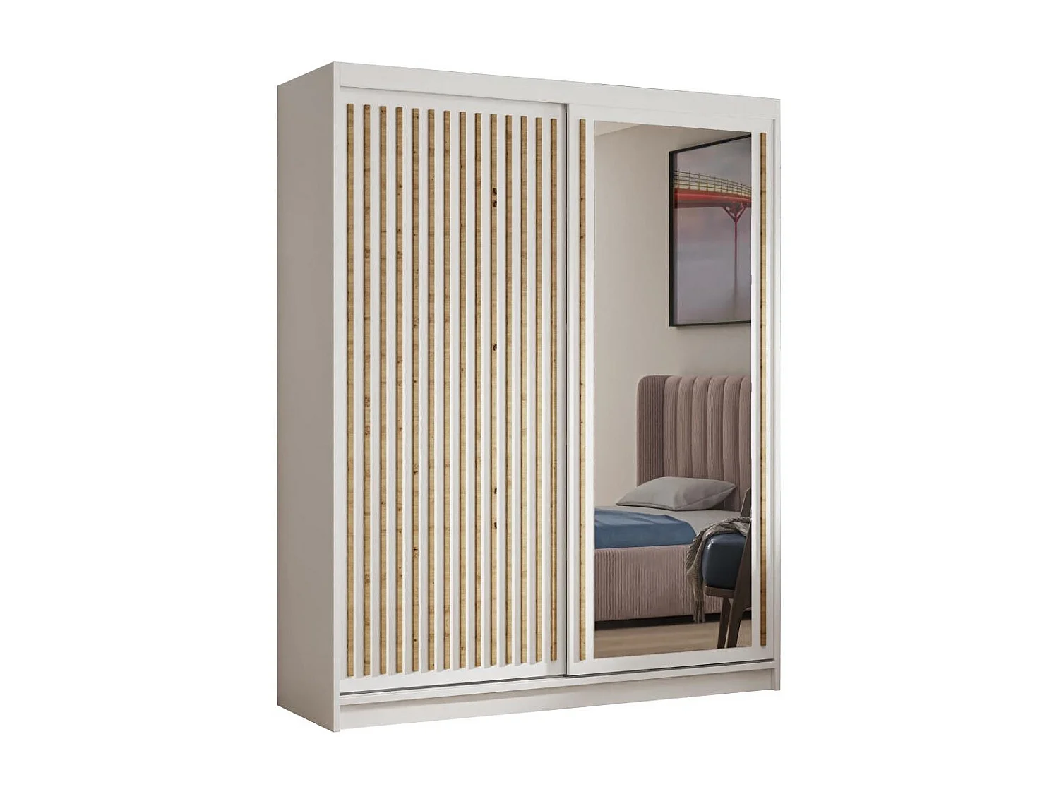 ARMOIRE A PORTES FERMÉES Donatello 100/205/60 2 portes blanc avec miroir