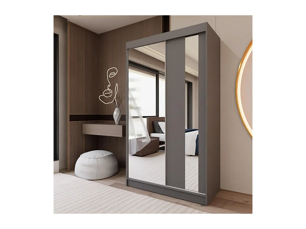 ARMOIRE A PORTES FERMÉES Gaja 120/216/61 graphite avec miroir