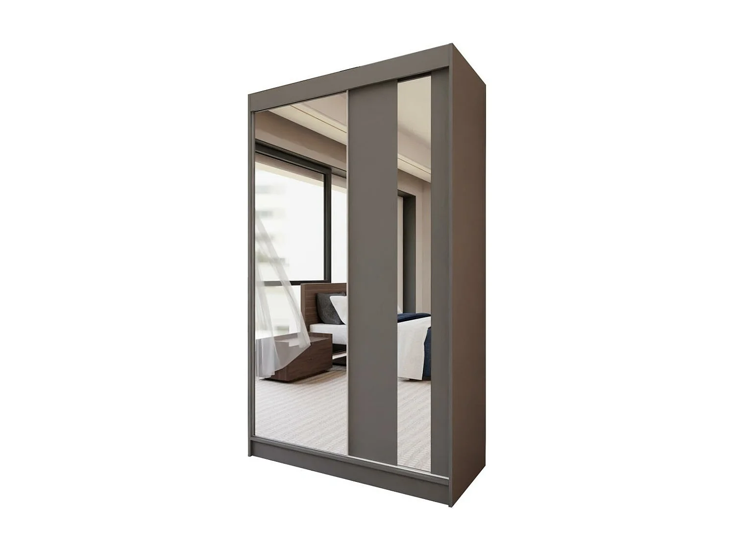 ARMOIRE A PORTES FERMÉES Gaja 120/216/61 graphite avec miroir