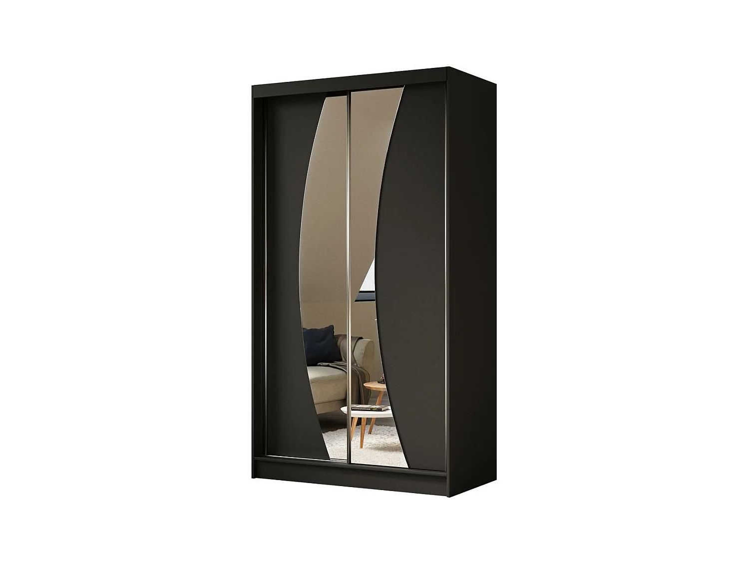 ARMOIRE A PORTES FERMÉES Vox 120/216/61 noir avec miroir et tiroirs