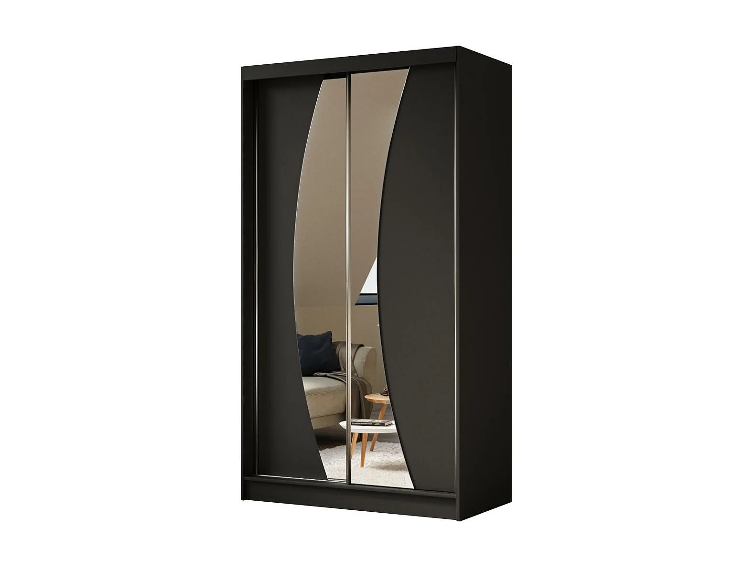 ARMOIRE A PORTES FERMÉES Vox 120/216/61 noir avec miroir et tiroirs
