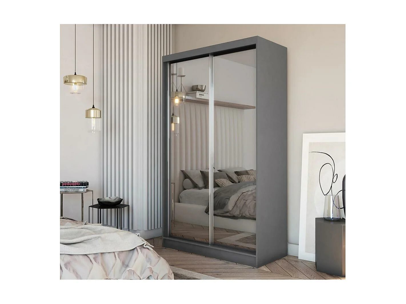 ARMOIRE À PORTES FERMÉES Debra 120/216/61 graphite avec miroir