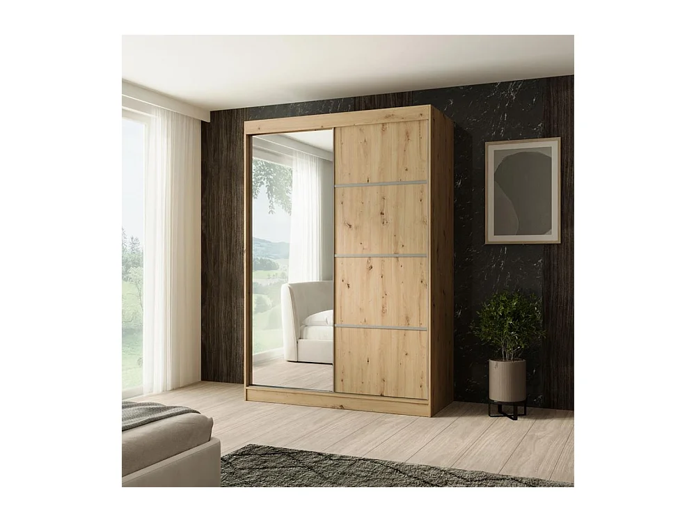 SCHWEBETÜRENSCHRANK Paco 150/215/61 2-türig eiche Craft mit Spiegel