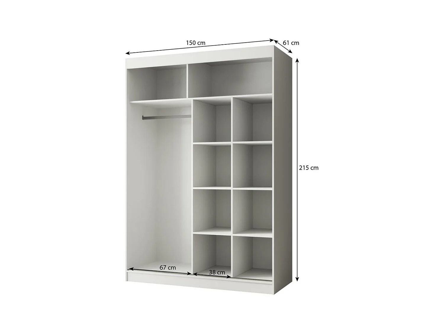 SCHWEBETÜRENSCHRANK Paco 150/215/61 2-türig eiche Craft mit Spiegel