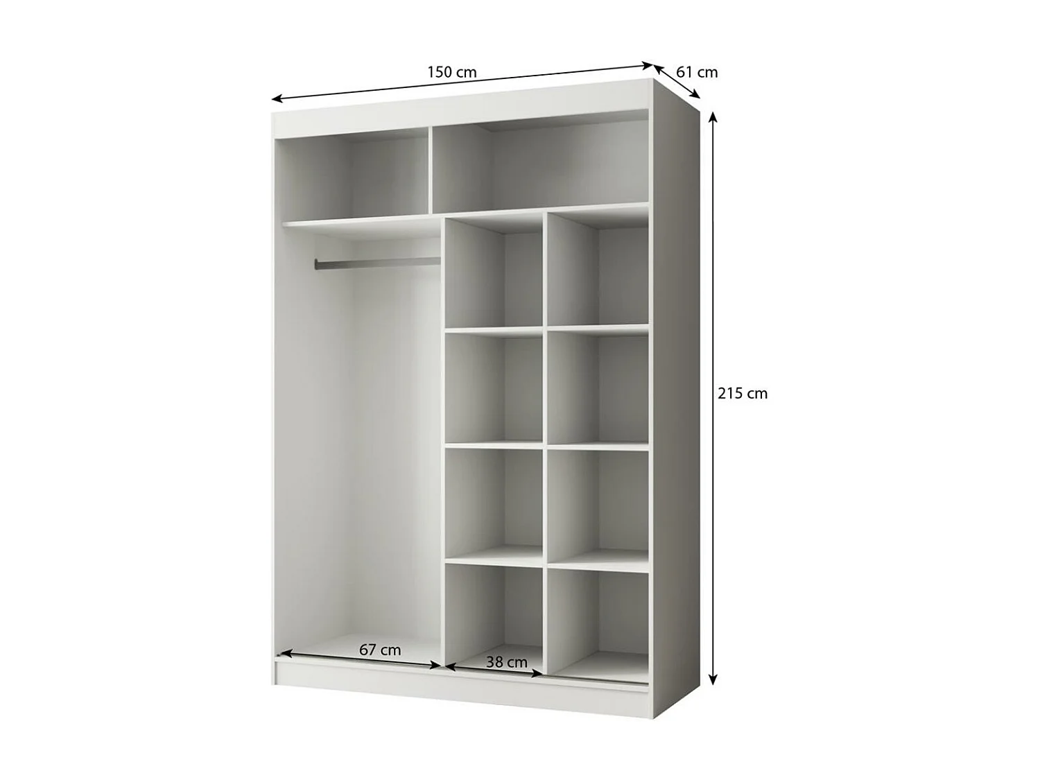 SCHWEBETÜRENSCHRANK Paco 150/215/61 2-türig eiche Craft mit Spiegel