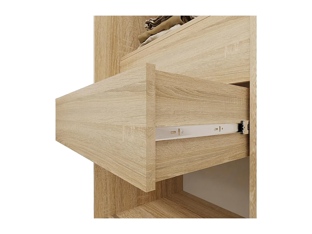 SCHWEBETÜRENSCHRANK Viva II 240/216/61 kaschmirmit Lacobel-Glas und Schubladen