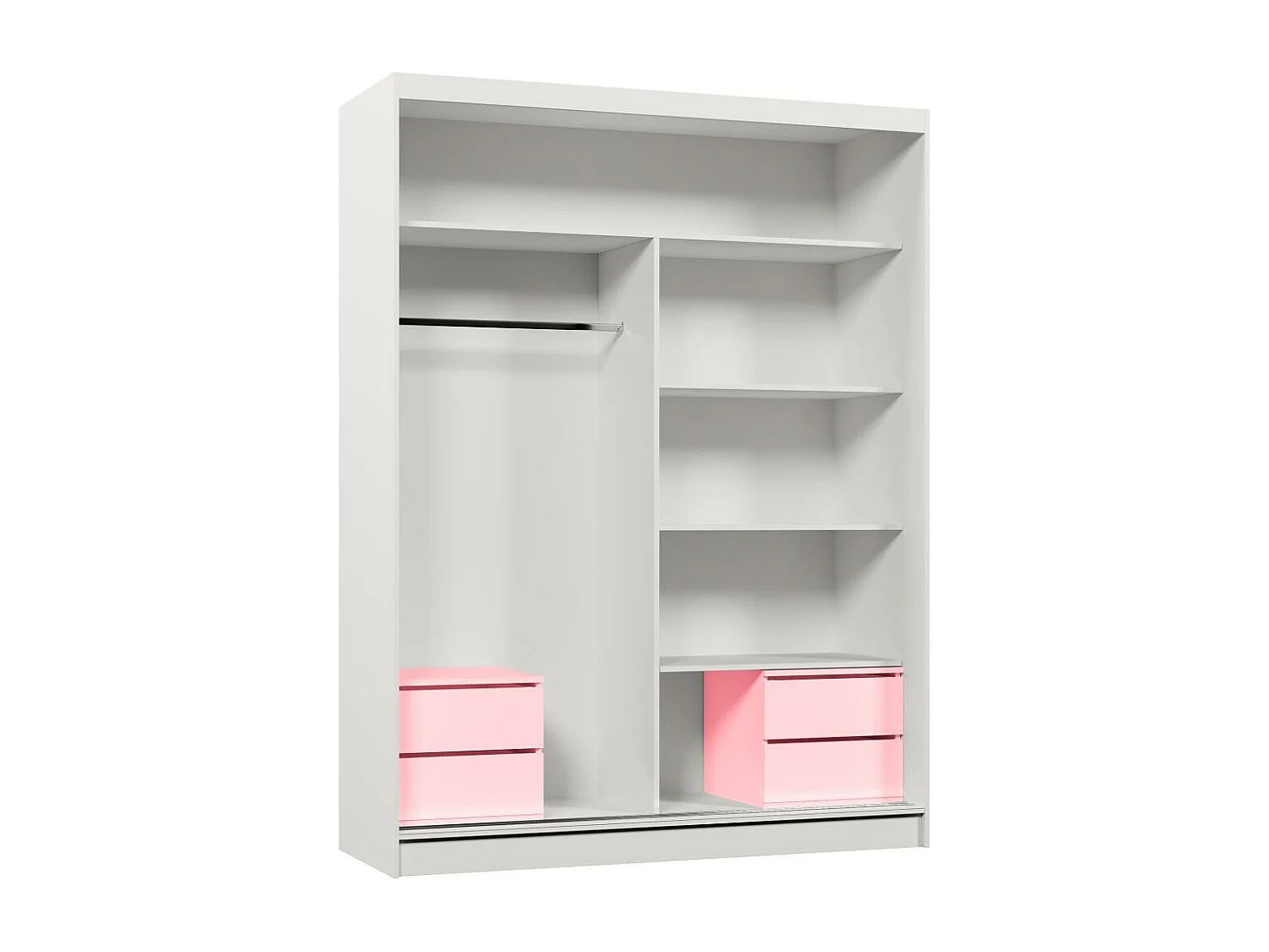 ARMOIRE A PORTES FERMÉES Helix 160/216/61 noir+blanc avec inserts de tiroirs