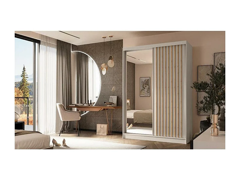 ARMOIRE A PORTES FERMÉES Helix 120/216/61 cachemire+chêne Artisan