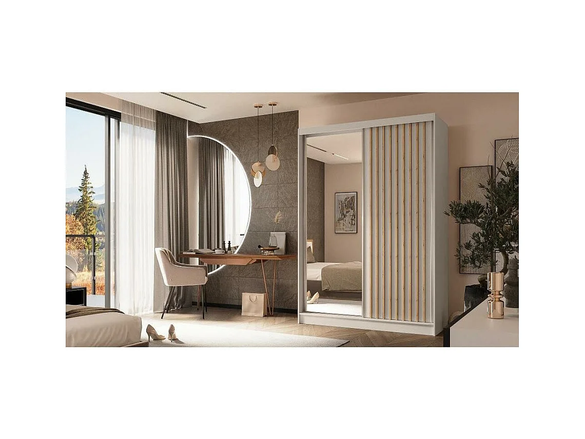 ARMOIRE A PORTES FERMÉES Helix 120/216/61 cachemire+chêne Artisan