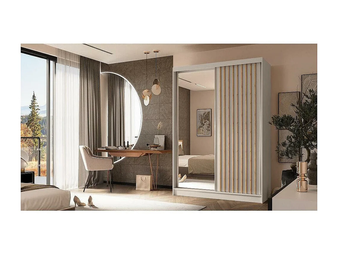 ARMOIRE A PORTES FERMÉES Helix 120/216/61 cachemire+chêne Artisan