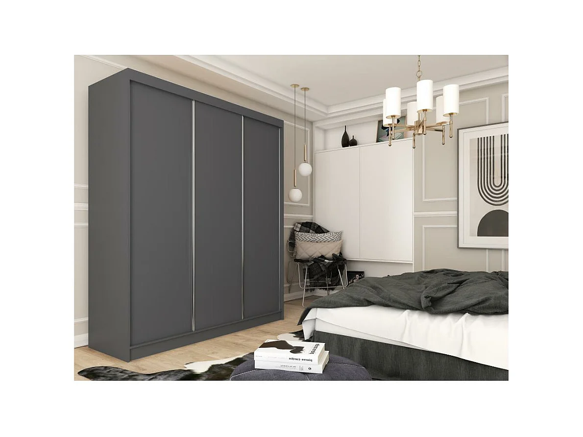 ARMOIRE À PORTES FERMÉES Mario 240/216/61 graphite avec tiroirs