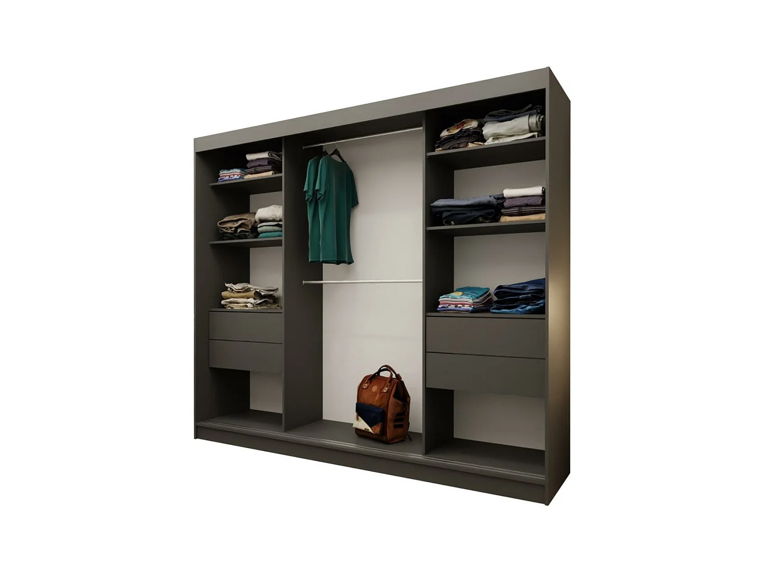 ARMOIRE À PORTES FERMÉES Mario 240/216/61 graphite avec tiroirs