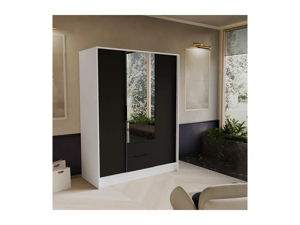 DREHTÜRENSCHRANK Niko 150/51/200 cm weiß+schwarz
