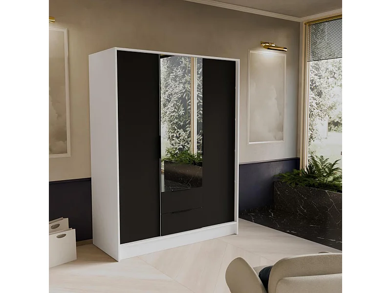 ARMOIRE A PORTES TOURNANTES Niko 150/51/200 cm blanc+noir