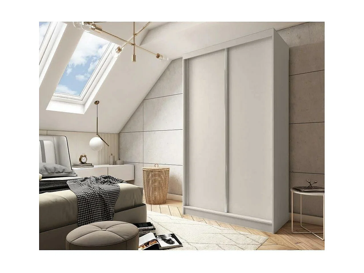 ARMOIRE À PORTES FERMÉES Mario 120/216/61 cachemire avec inserts à tiroirs