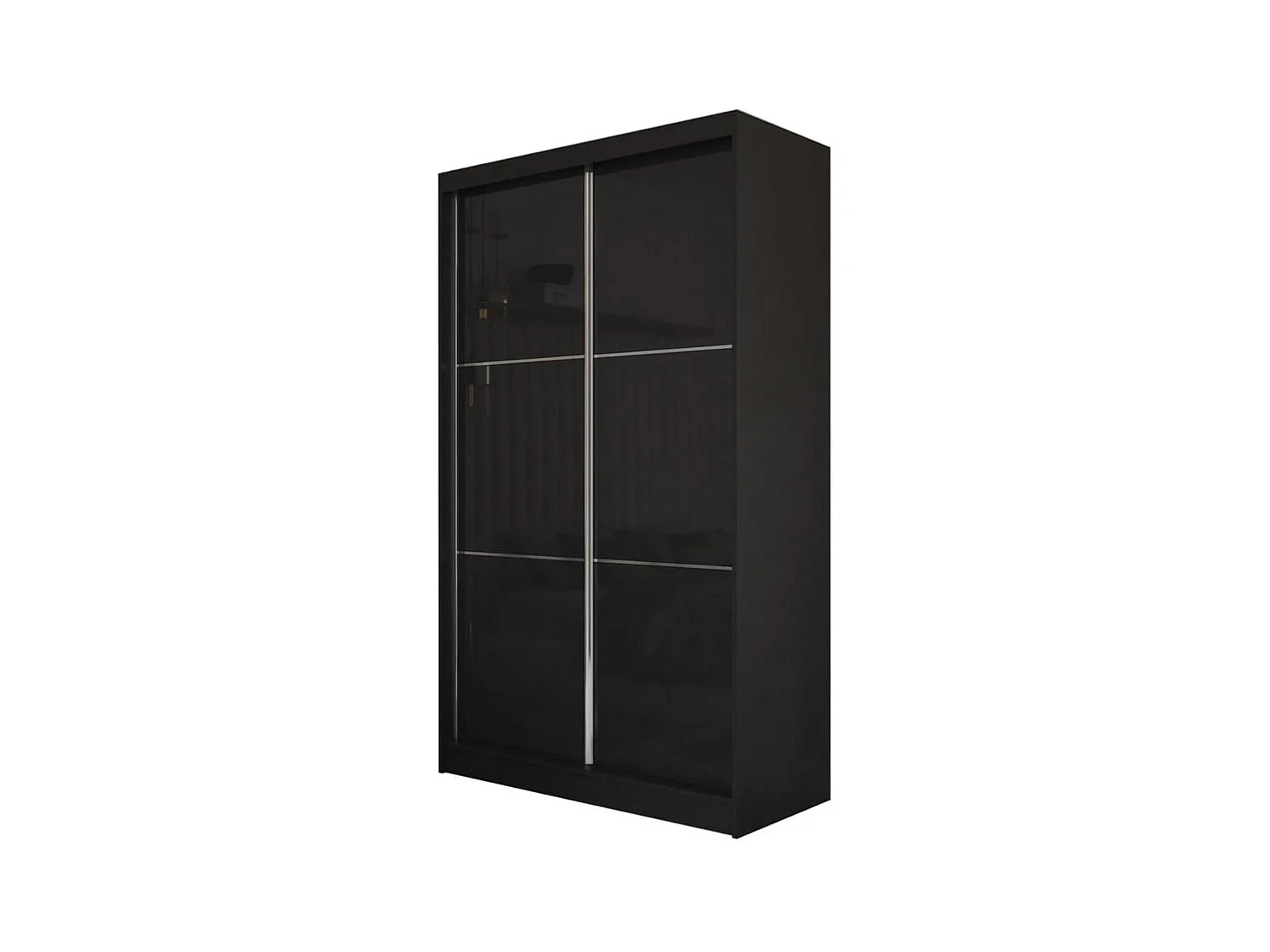 ARMOIRE À PORTES FERMÉES Viva 120/216/61 noir avec verre Lacobel