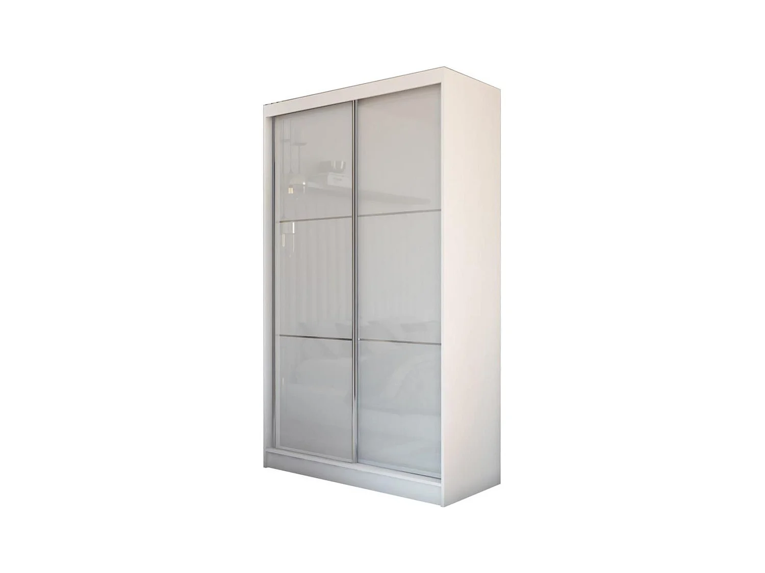 ARMOIRE À PORTES FERMÉES Viva 120/216/61 blanc avec verre Lacobel
