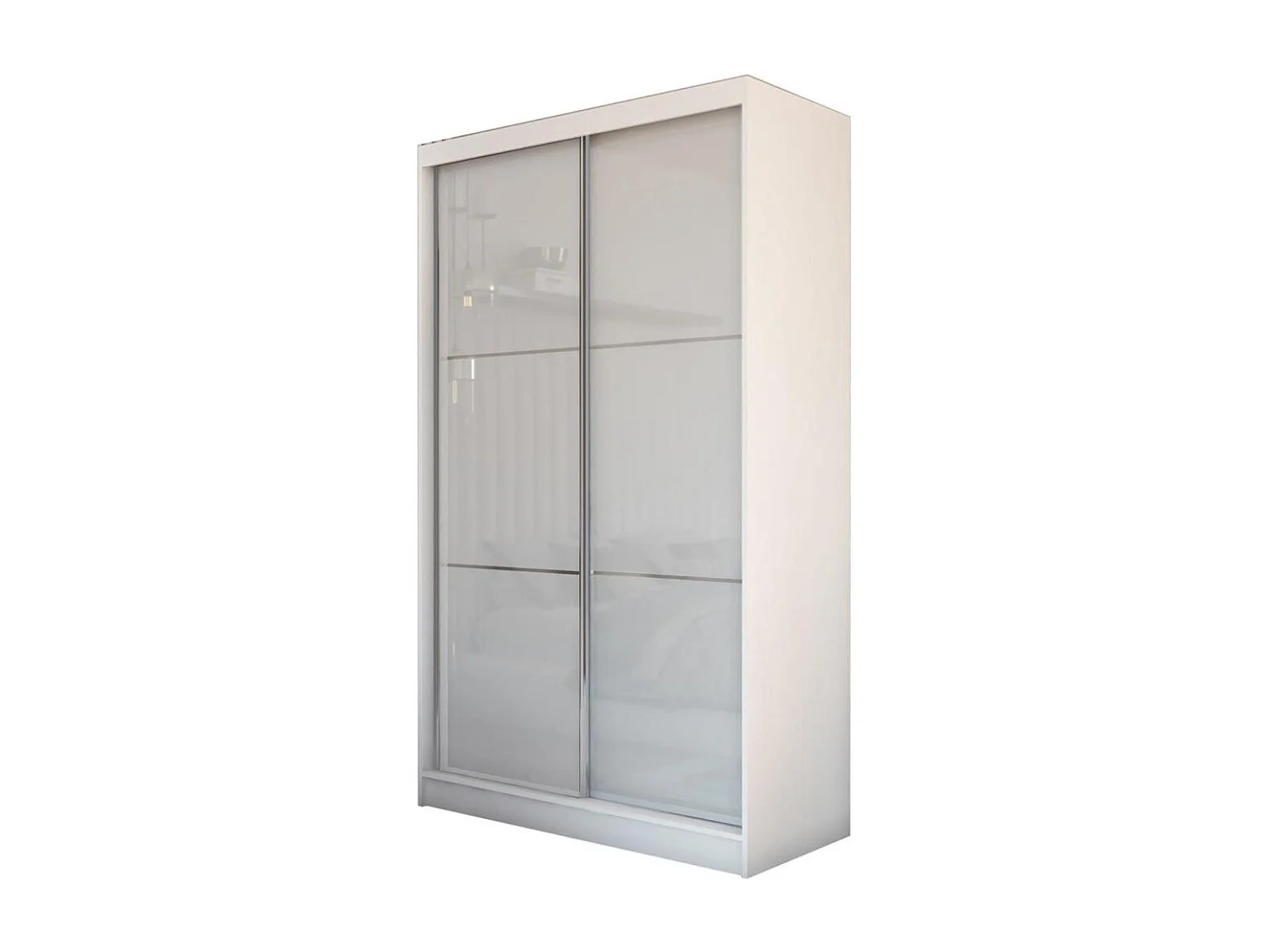 ARMOIRE À PORTES FERMÉES Viva 120/216/61 blanc avec verre Lacobel