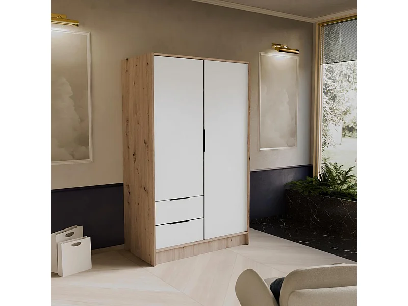 DREHTÜRENSCHRANK Niko 100/51/200 cm eiche artisan+weiß