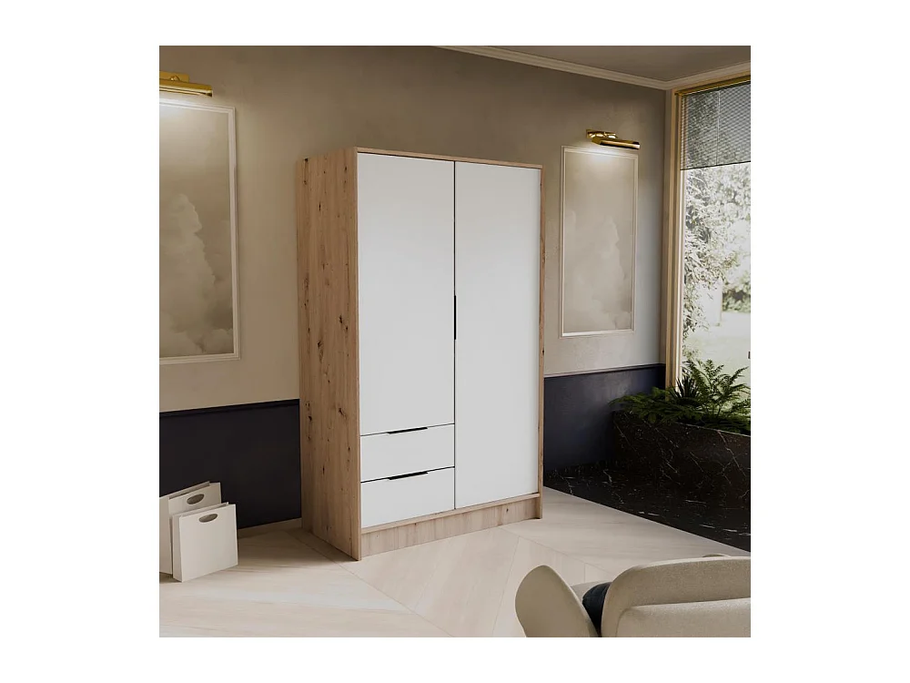 ARMOIRE A PORTES TOURNANTES Niko 100/51/200 cm chêne artisan+blanc