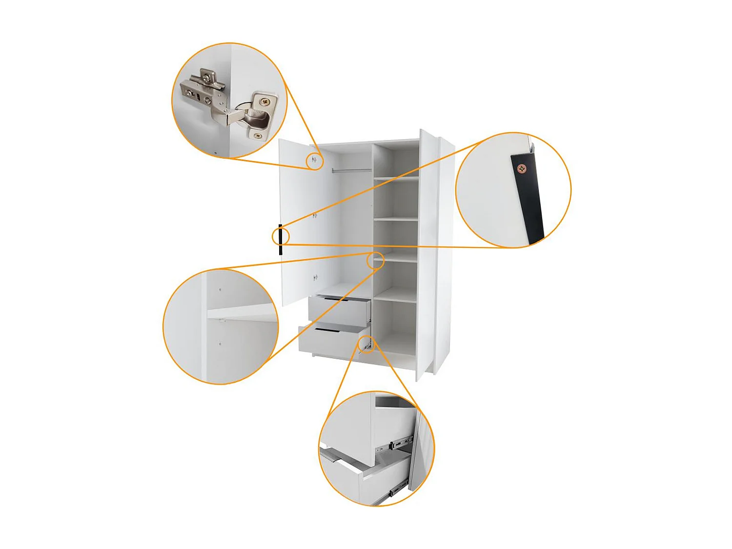 ARMOIRE A PORTES TOURNANTES Niko 100/51/200 cm chêne artisan+blanc