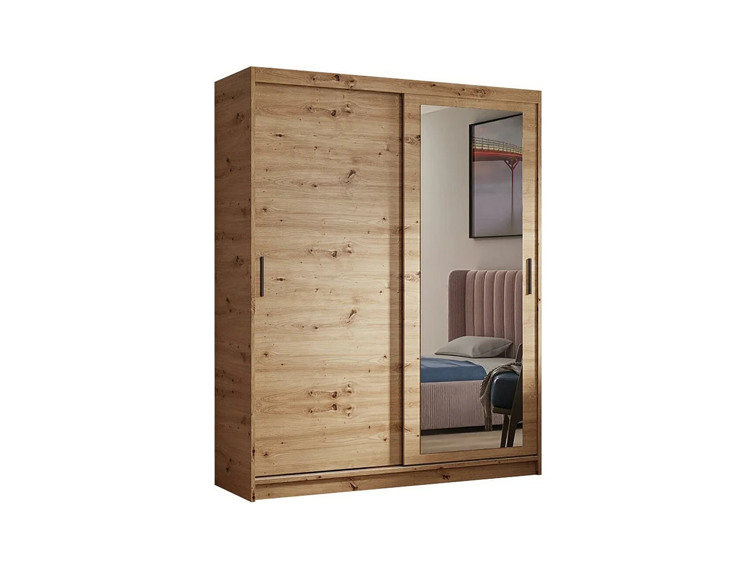 SCHWEBETÜRENSCHRANK Hela 100/205/60 2-türig eiche Artisan mit Schubladen