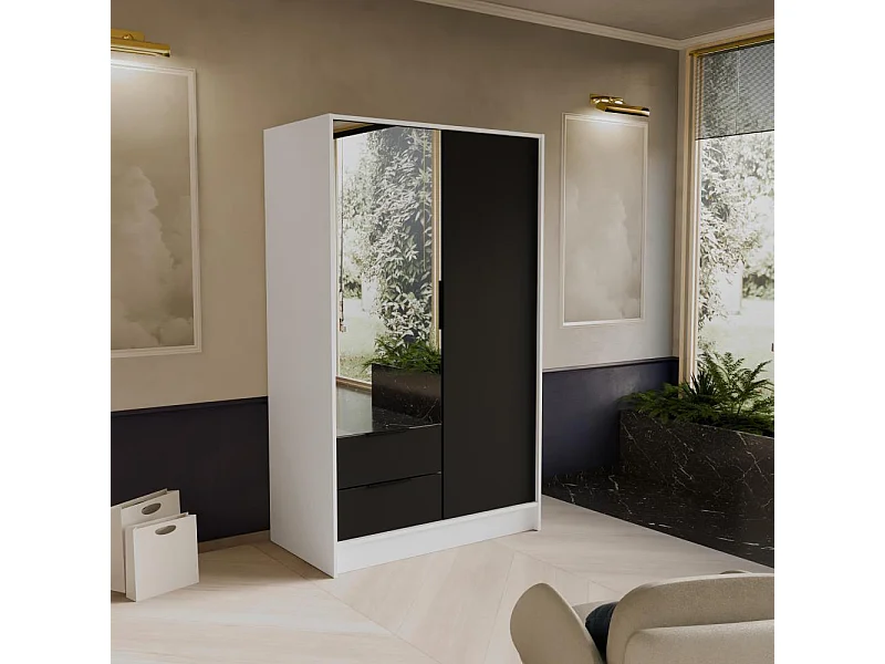 ARMOIRE À PORTES FERMÉES Niko 100/51/200 cm blanc+noir