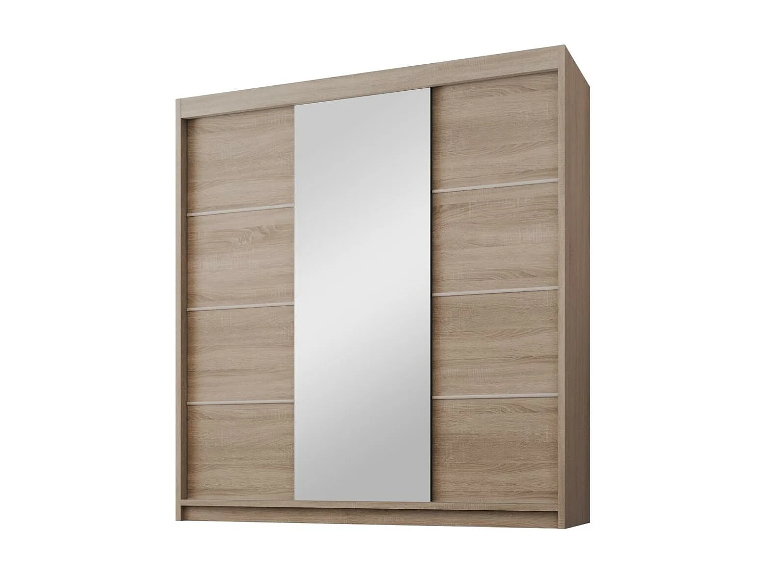 ARMOIRE A PORTES FERMÉES Milo 200/215/58 3 portes chêne sonoma avec miroir