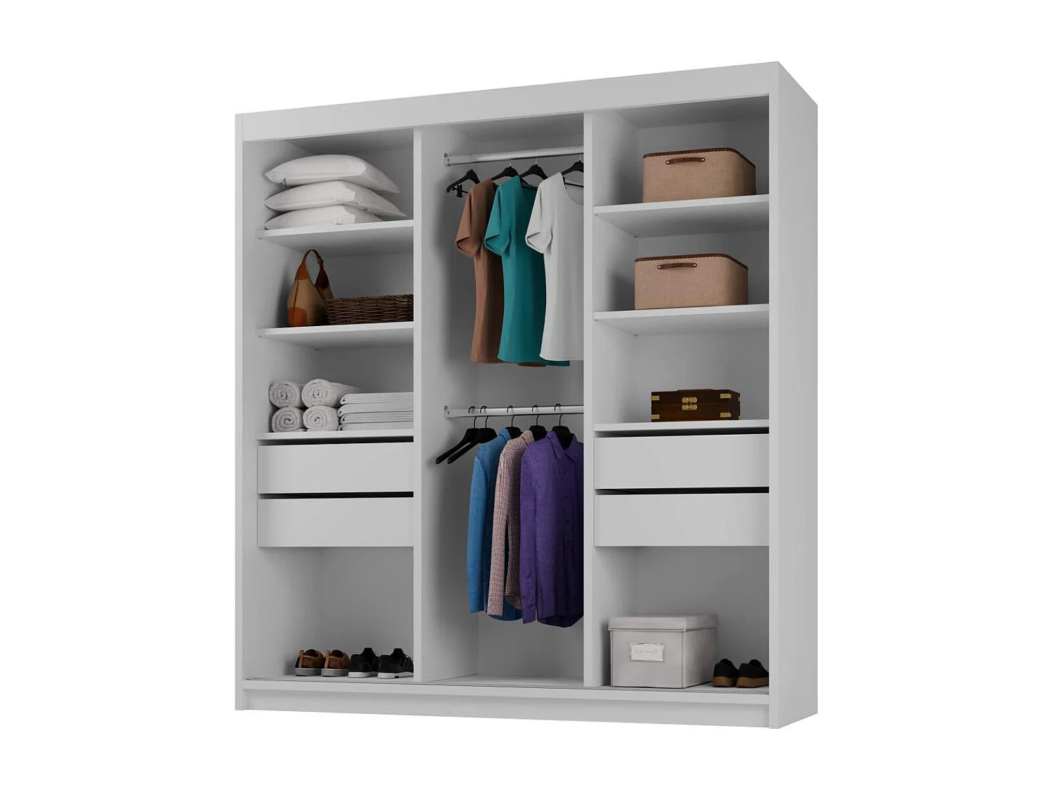 ARMOIRE A PORTES FERMÉES Milo 200/215/58 3 portes chêne sonoma avec miroir