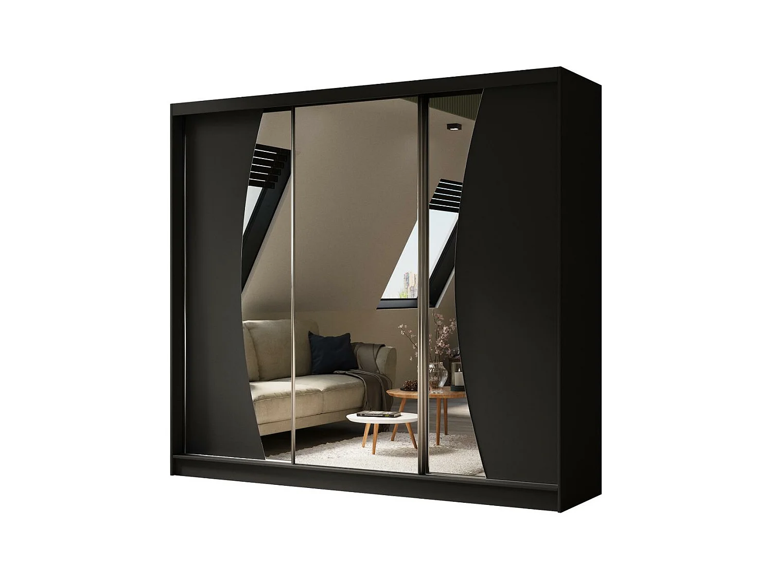 ARMOIRE À PORTES FERMÉES Vox 240/216/61 noir avec miroir et tiroirs