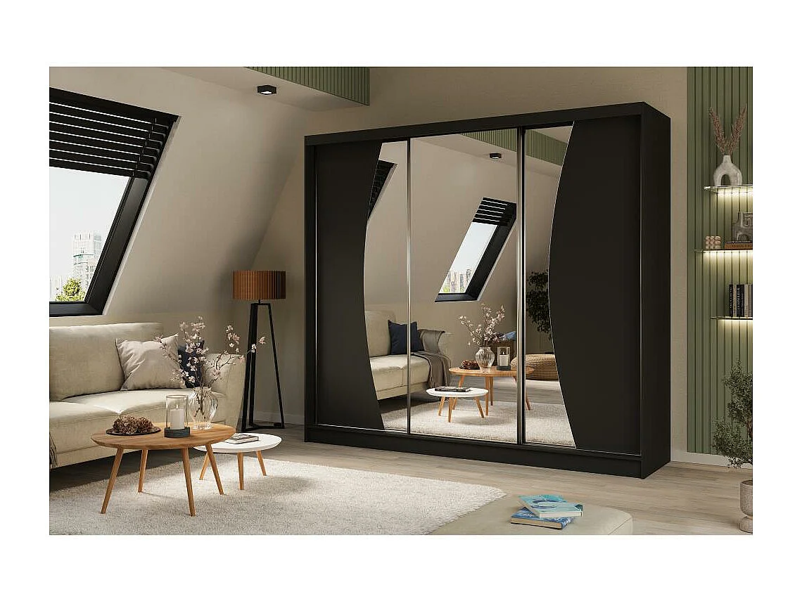 ARMOIRE À PORTES FERMÉES Vox 240/216/61 noir avec miroir et tiroirs