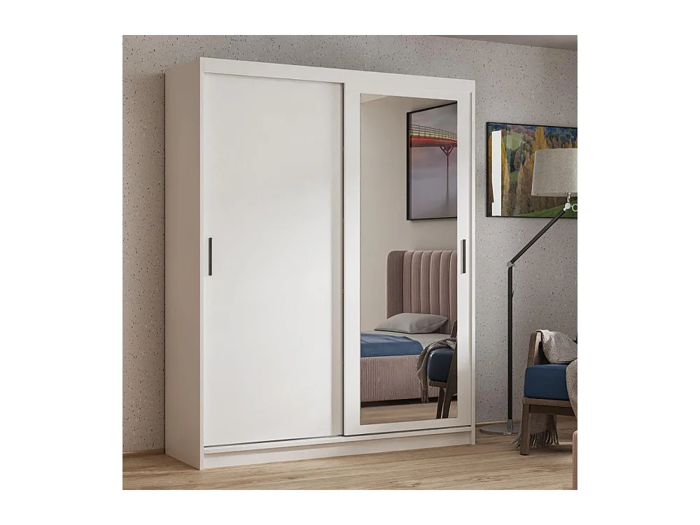 ARMOIRE A PORTES FERMÉES Hela 180/205/60 2 portes blanc avec miroir