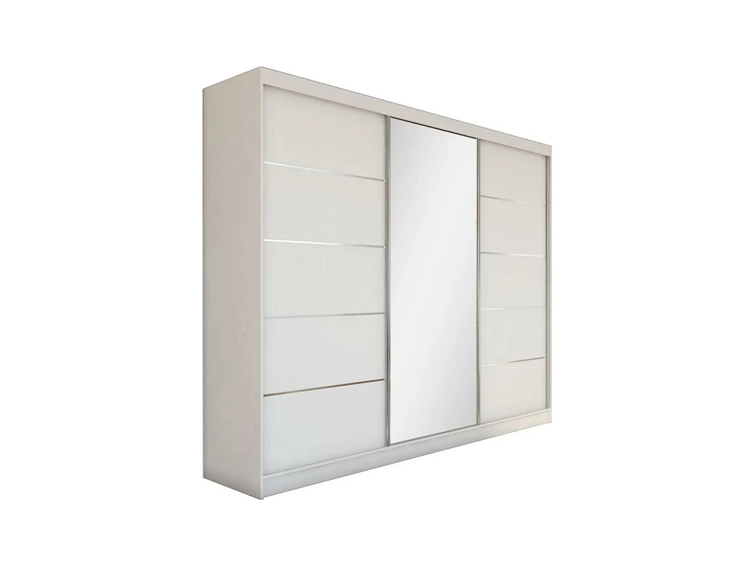 SCHWEBETÜRENSCHRANK Marika 240/216/61 weiß mit Spiegel und Schubladen