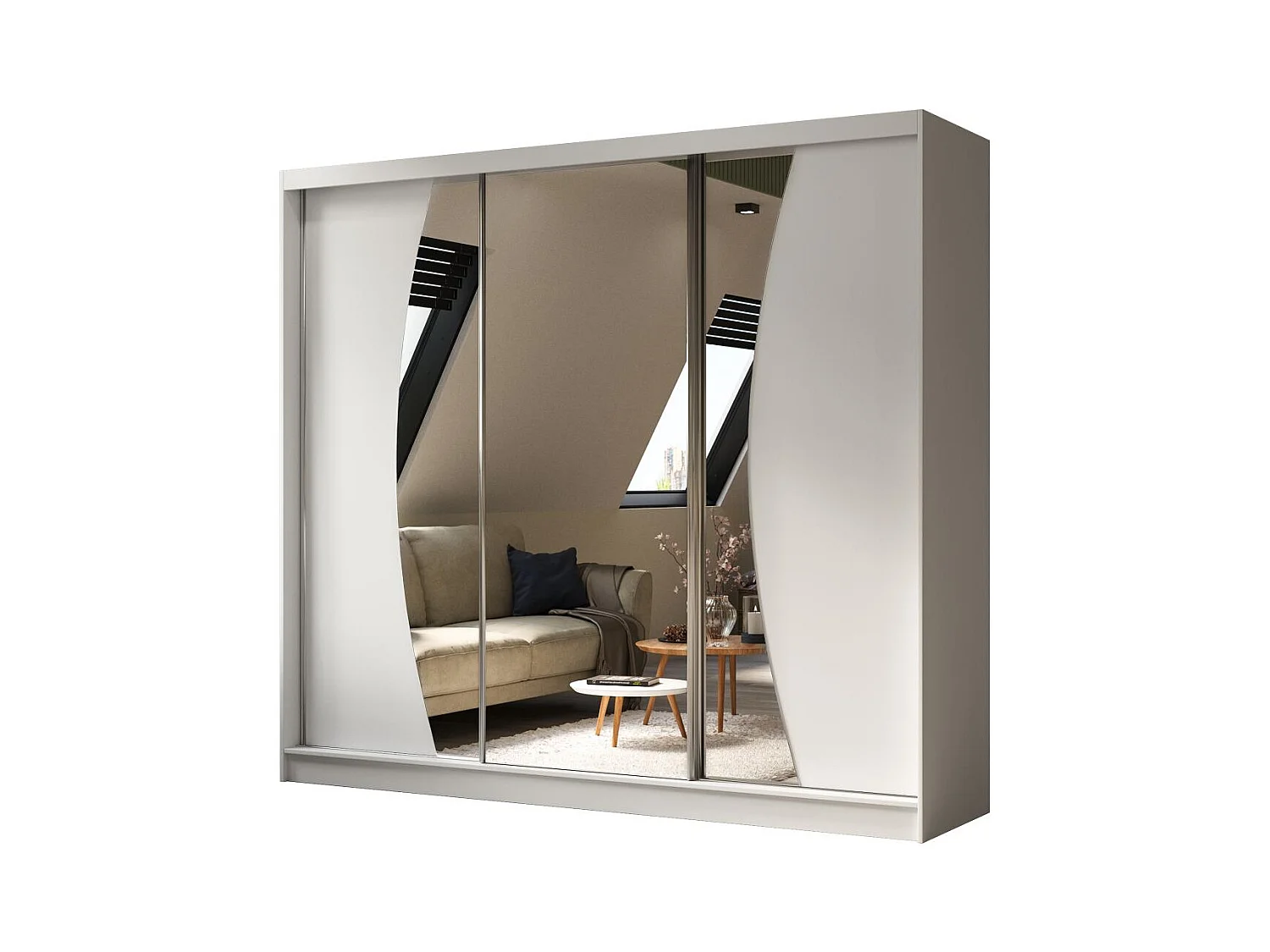 ARMOIRE À PORTES FERMÉES Vox 240/216/61 blanc avec miroir et tiroirs