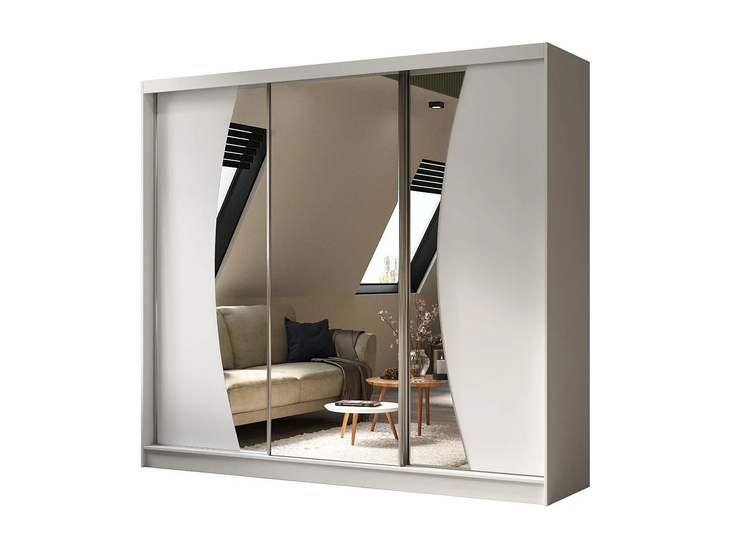 ARMOIRE À PORTES FERMÉES Vox 240/216/61 blanc avec miroir et tiroirs