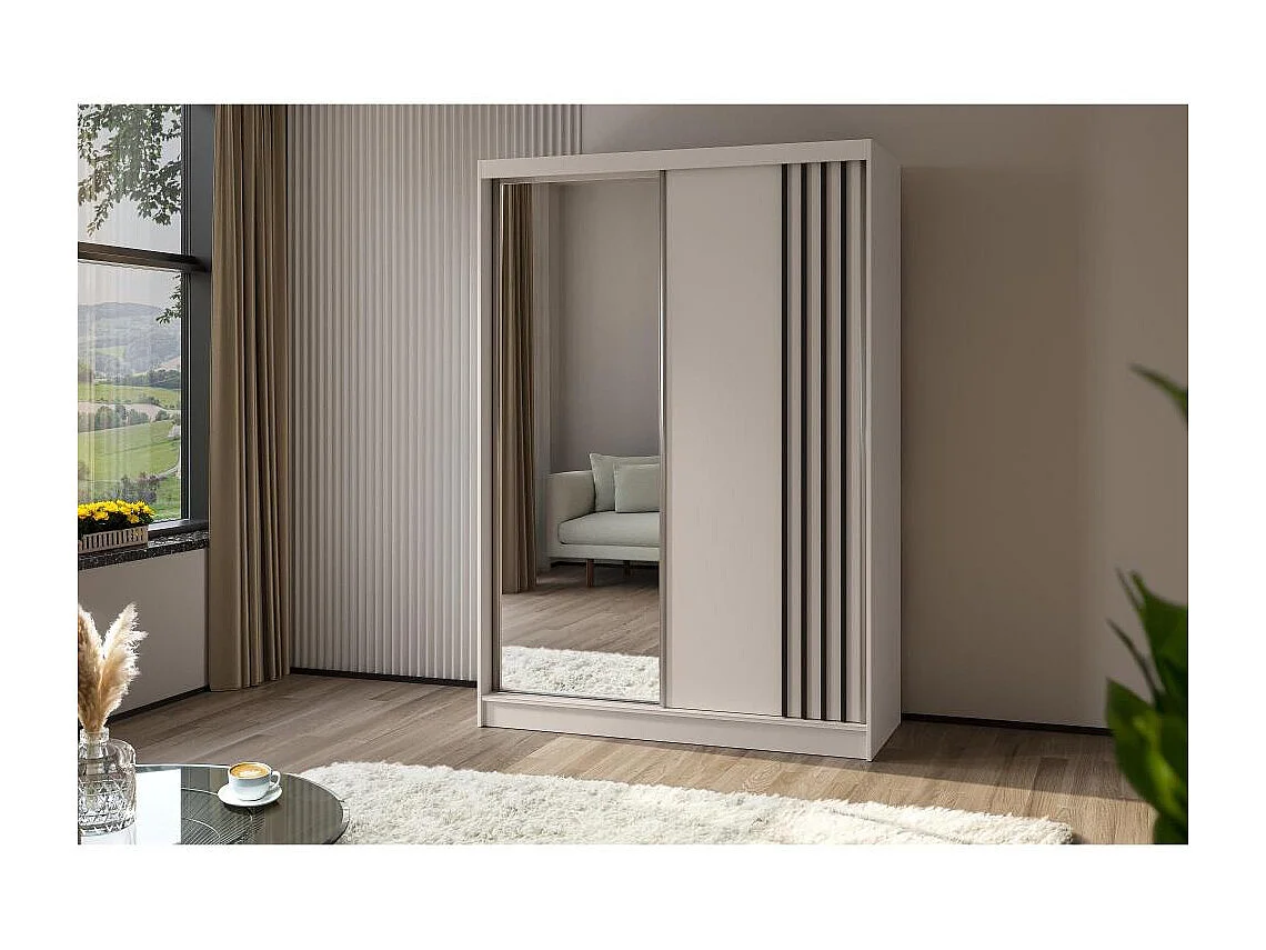 ARMOIRE À PORTES FERMÉES Nela II 120/216/61 cachemire+noir avec tiroirs