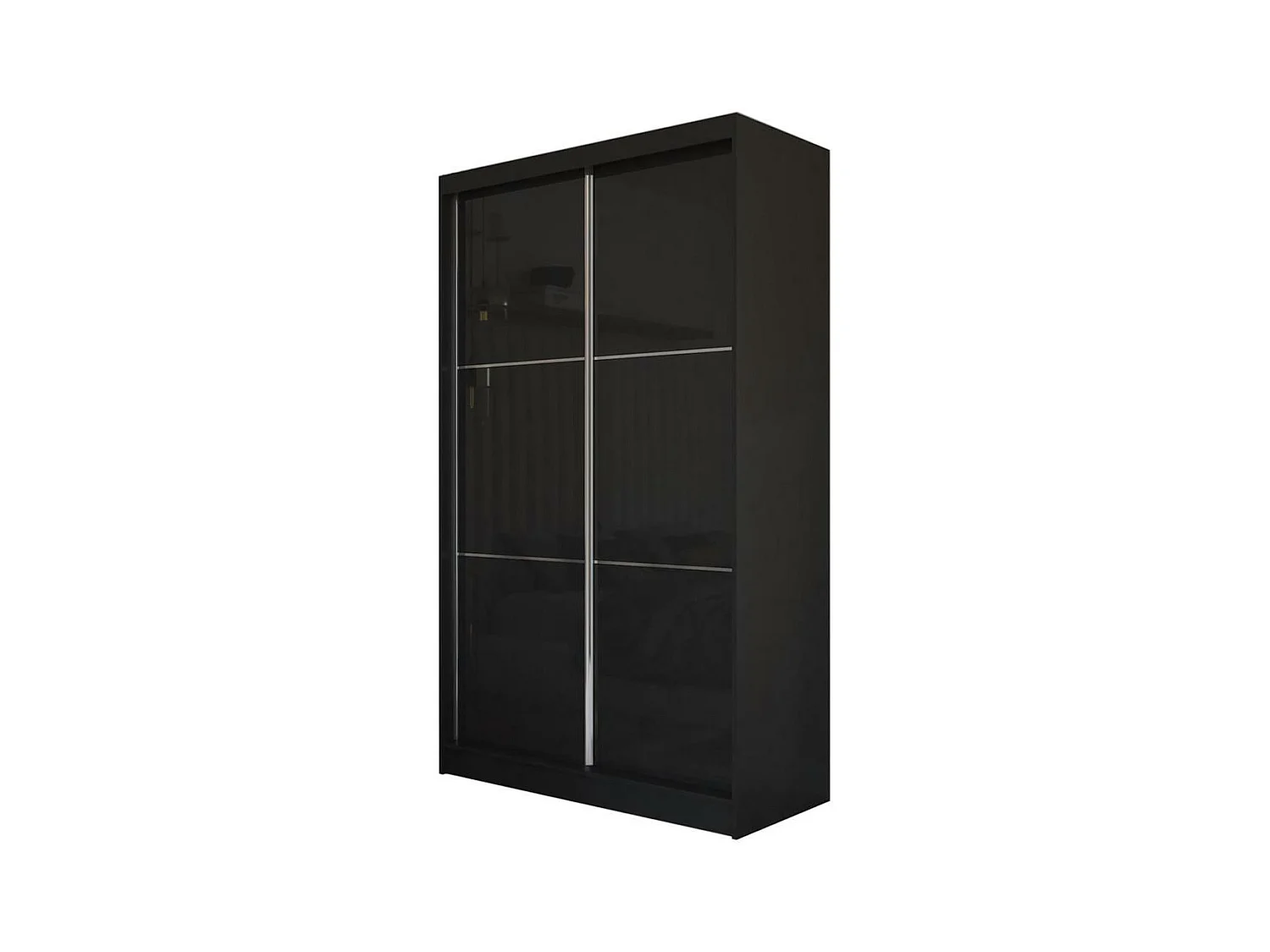 ARMOIRE À PORTES FERMÉES Viva 150/216/61 noir avec verre Lacobel