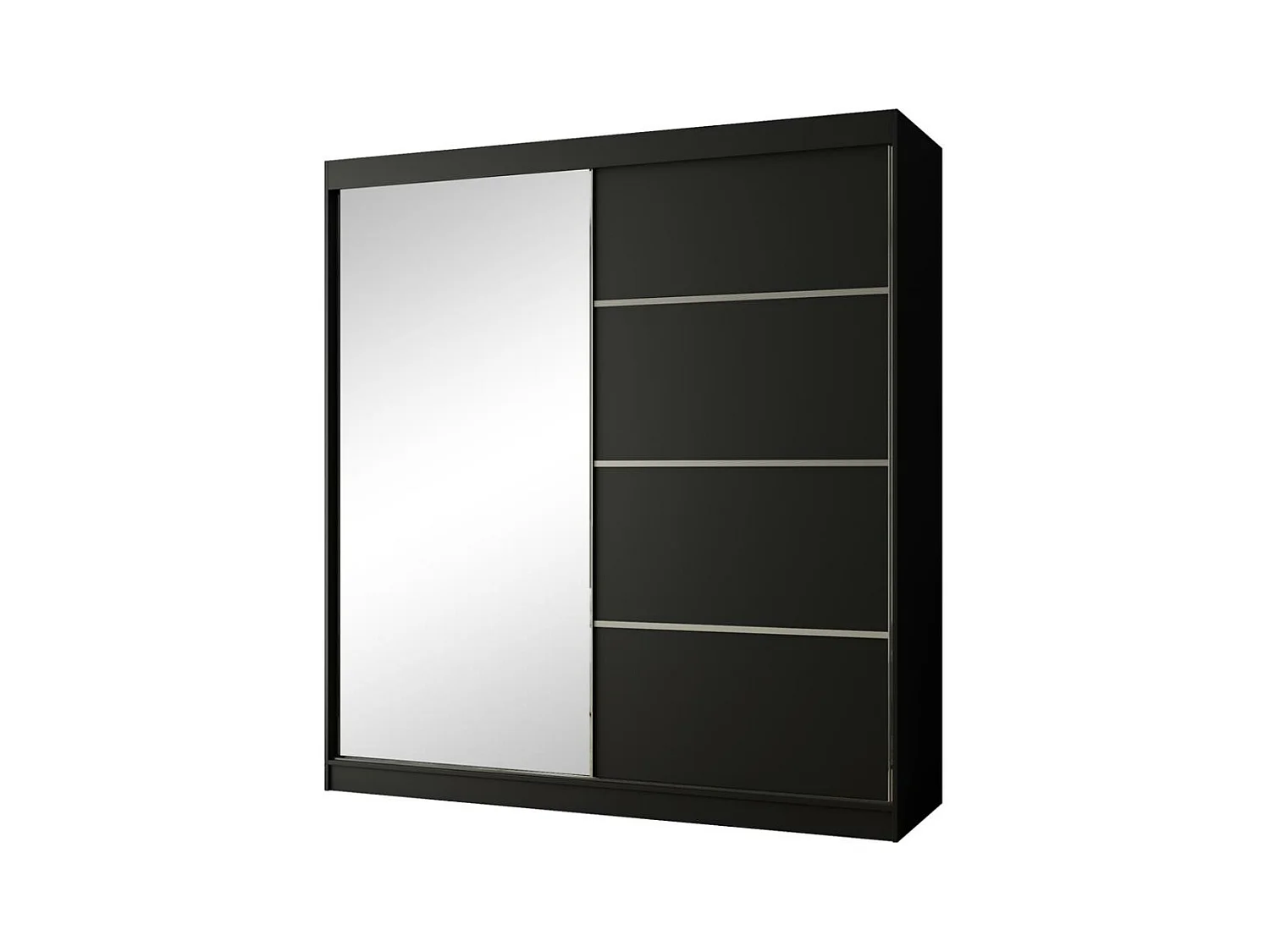 ARMOIRE A PORTES FERMÉES Paco 200/215/61 2 portes noir avec miroir