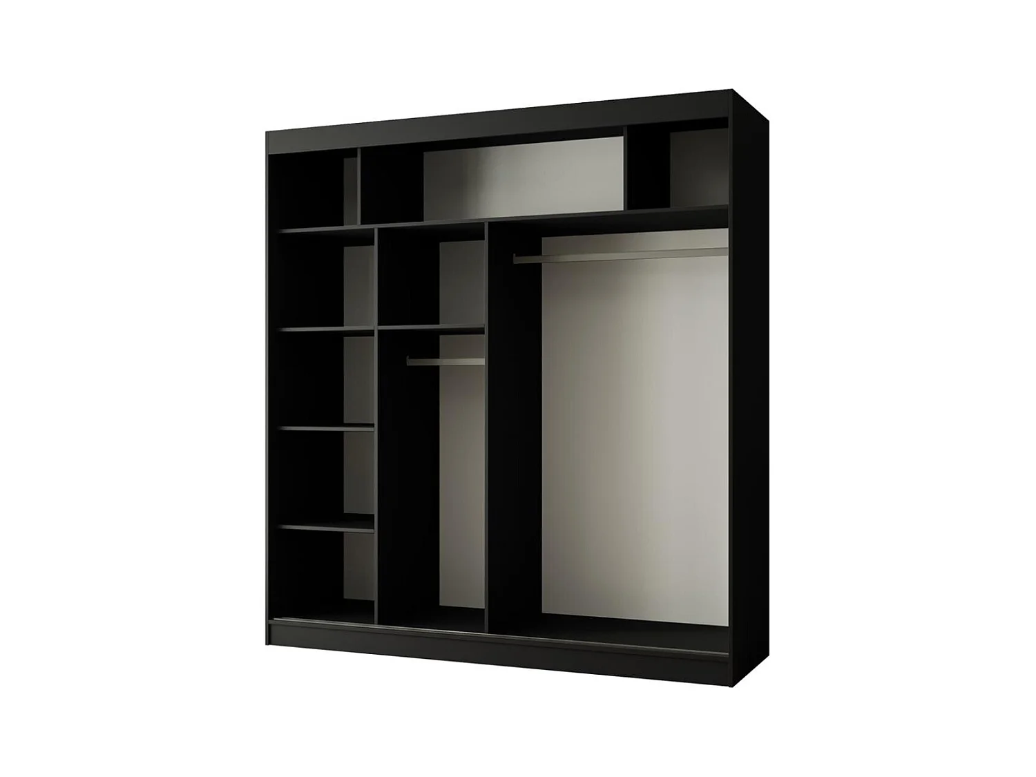 ARMOIRE A PORTES FERMÉES Paco 200/215/61 2 portes noir avec miroir