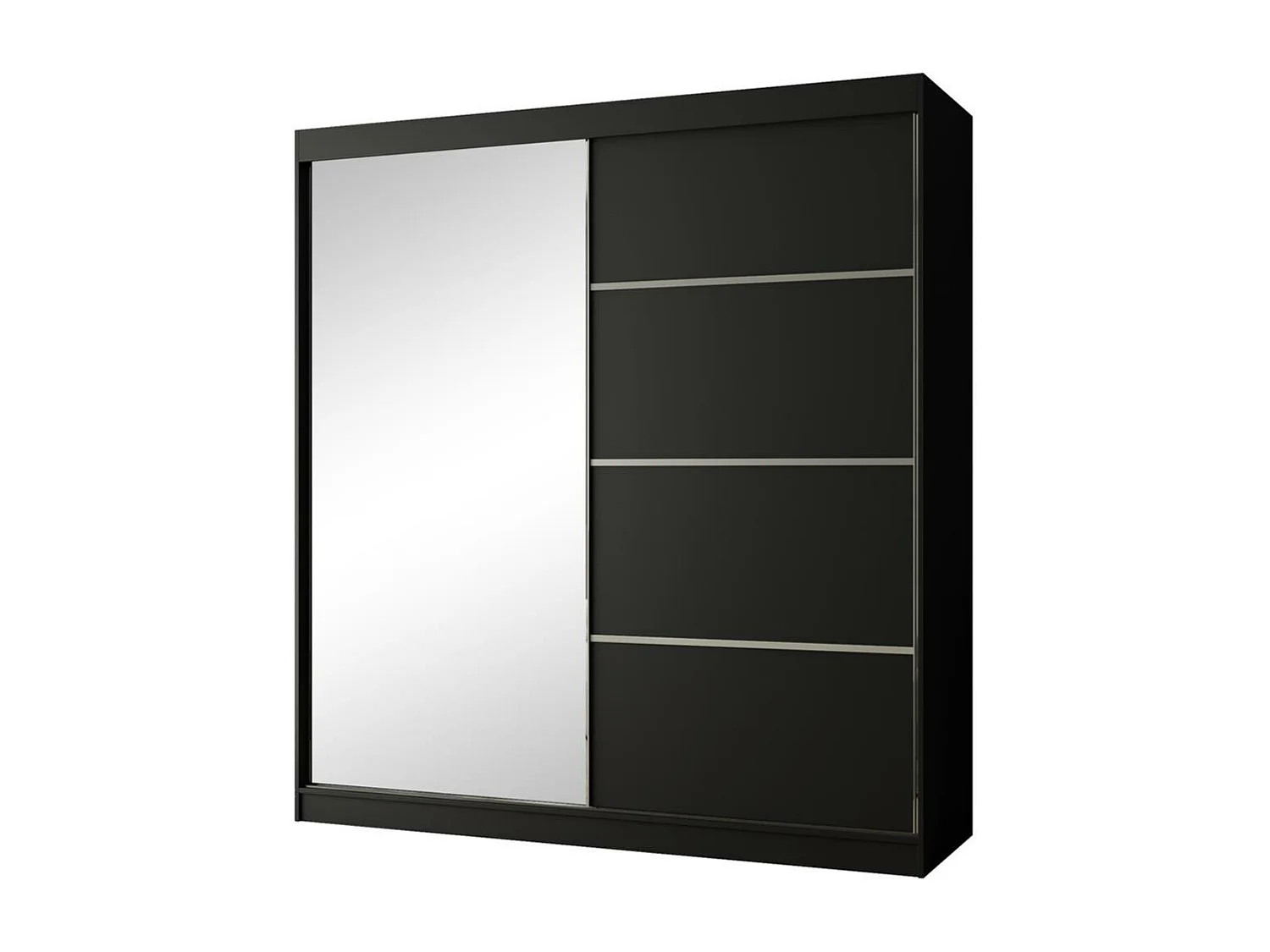 ARMOIRE A PORTES FERMÉES Paco 200/215/61 2 portes noir avec miroir