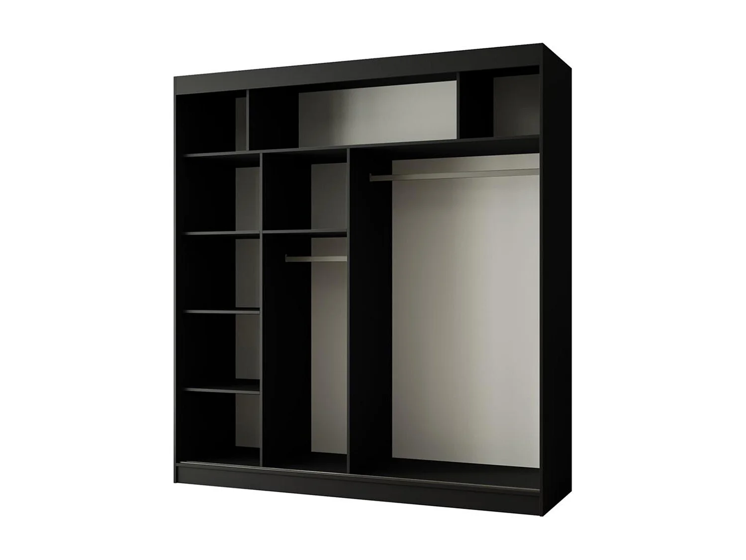 ARMOIRE A PORTES FERMÉES Paco 200/215/61 2 portes noir avec miroir