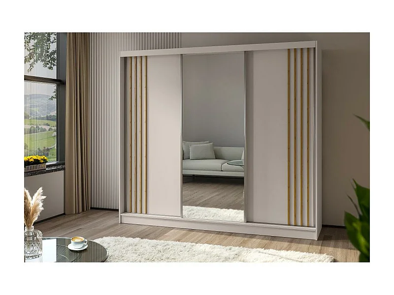 ARMOIRE À PORTES FERMÉES Nela II 240/216/61 cachemire+chêne Artisan avec tiroirs