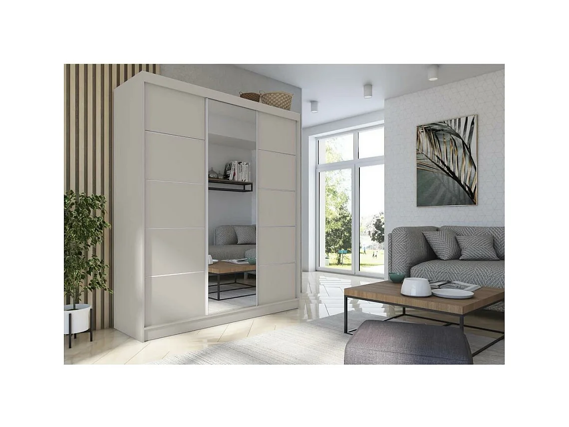 SCHWEBETÜRENSCHRANK Marika 240/216/61 kaschmir mit Spiegel