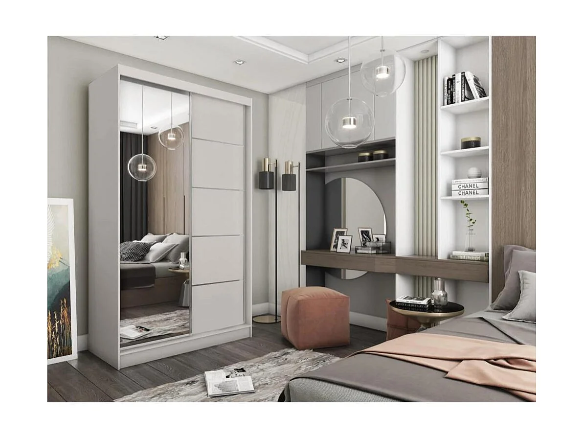 ARMOIRE A PORTES FERMÉES Marika II 120/216/61 kaschmir avec miroir et tiroirs