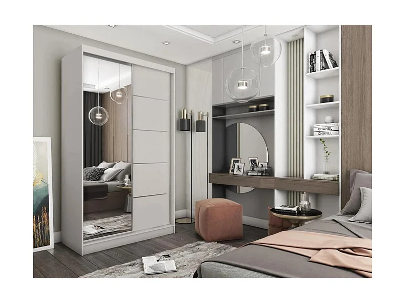 ARMOIRE A PORTES FERMÉES Marika II 120/216/61 kaschmir avec miroir et tiroirs