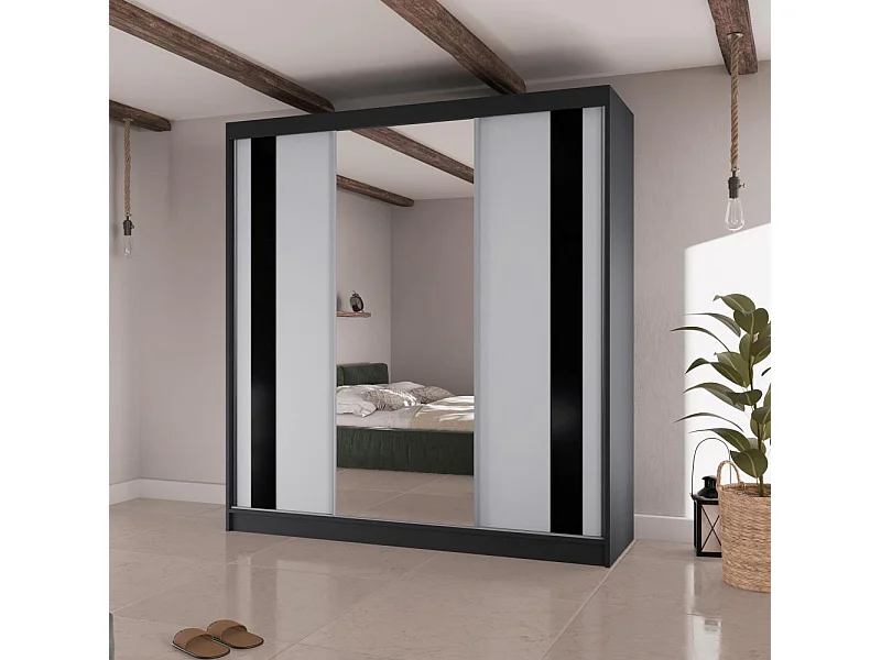 Hangkast Como II 200/61/215 zwart+wit