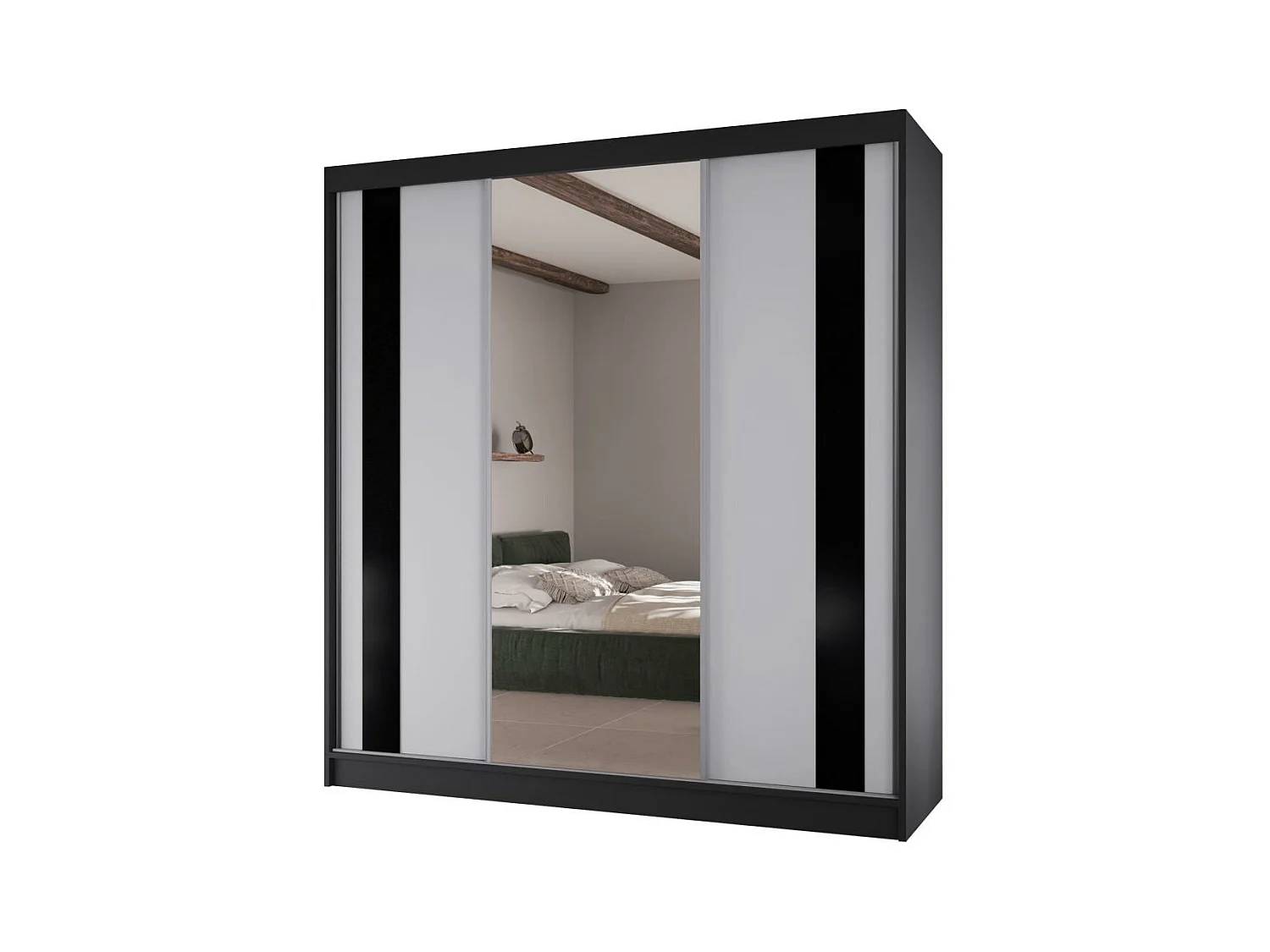 ARMOIRE A PORTES FERMÉES Como II 200/61/215 noir+blanc