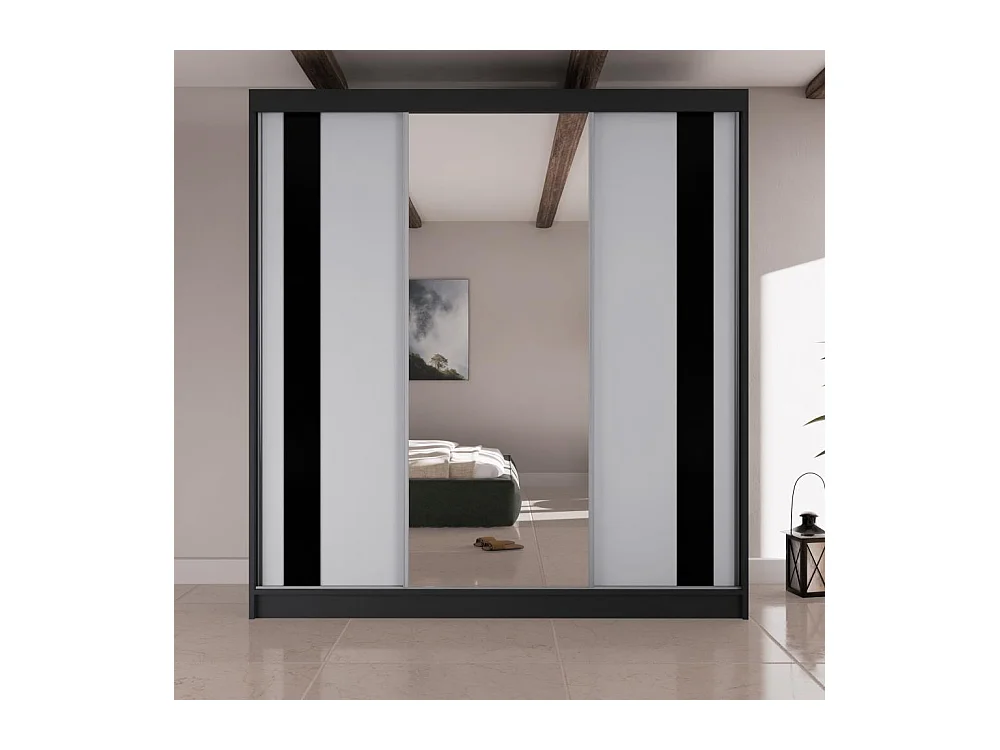 ARMOIRE A PORTES FERMÉES Como II 200/61/215 noir+blanc